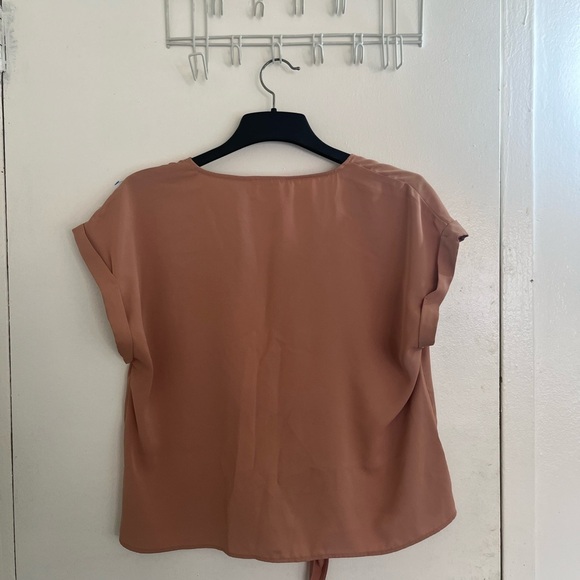 Olive & Oak V-Neck Tie-Front Blouse - Tan - Picture 2 of 6